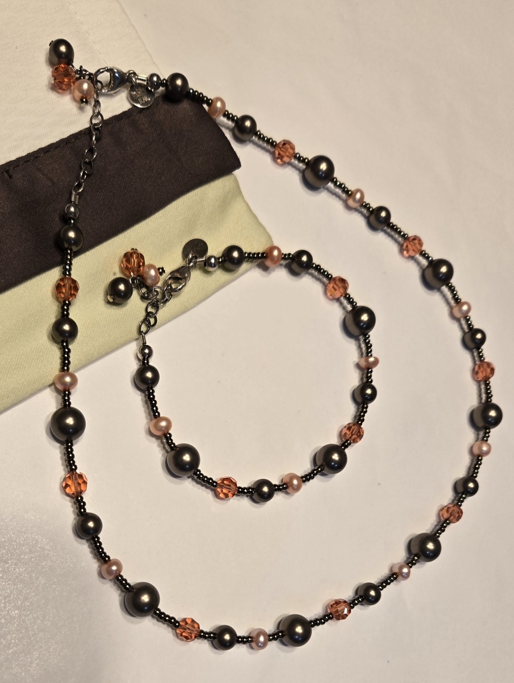 Emily Ray Vintage Sterling Silver Beaded Necklace And Bracelet Set